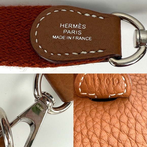 Authentic HERMES Mini Evelyne TPM 16 Gold Leather Crossbody Bag Designer: HERM - Picture 9 of 14